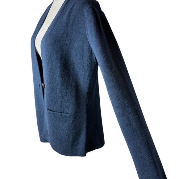 NIC+ZOE Blue Cardigan Sweater V-Neck Fitted FEMME SLEEVE JACKET size Small - Picture 9 of 13